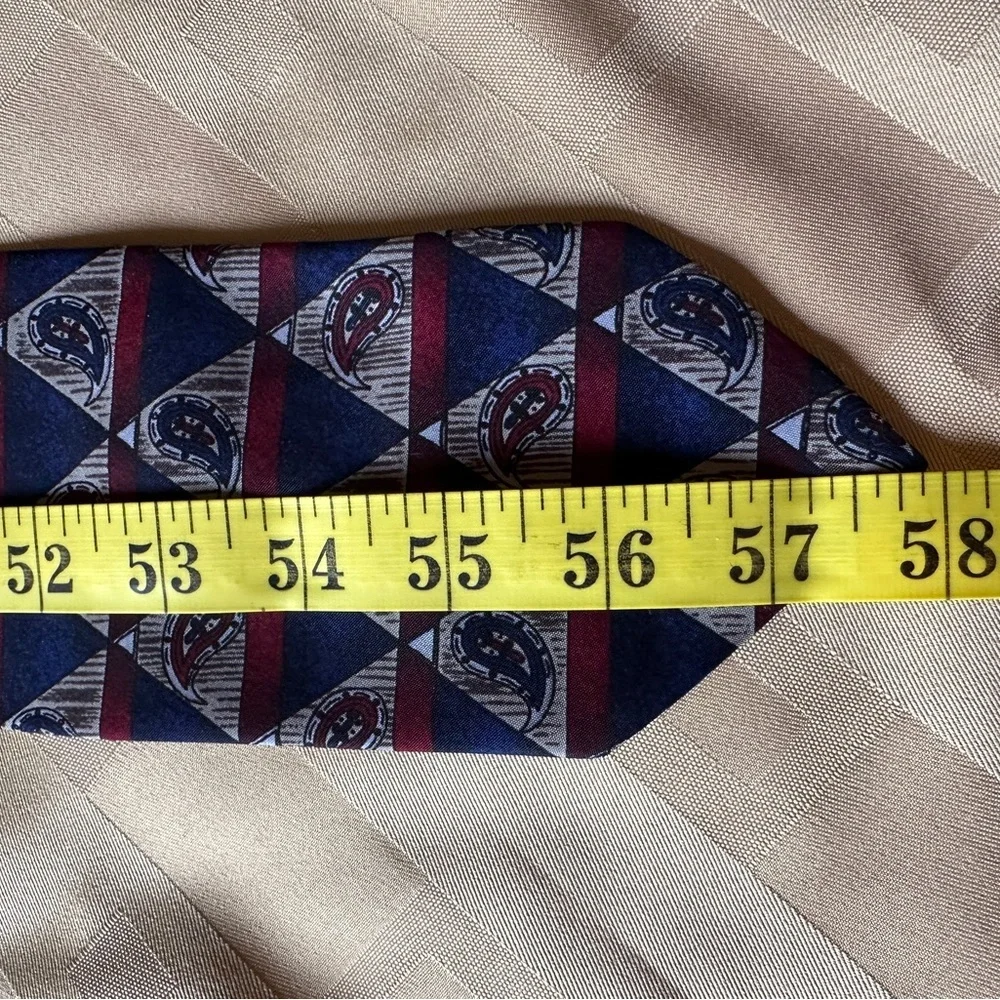 Men's Geometric Patterned Tie - Blue‎ and Red